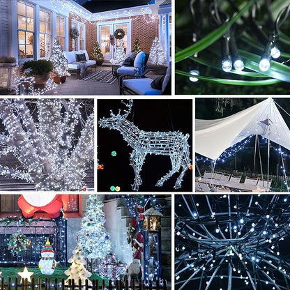 4 Pack Solar String Lights Outdoor, 400 LED Extra-Long 156Ft Solar Lights Outdoor with 8 Lighting Modes, IP65 Waterproof for Garden, Patio, Xmas, Balcony, Tree, Wedding, Party Decor (White)