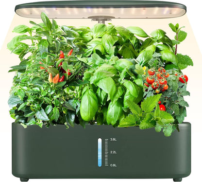 Hydroponics Growing System Kit - 12 Pods Indoor Herb Garden with LED Grow Light, Auto Timer, Adjustable Height up to 17" - Ideal for Home, Birthday & Mother's Day Gifts for Women (Dark Green)
