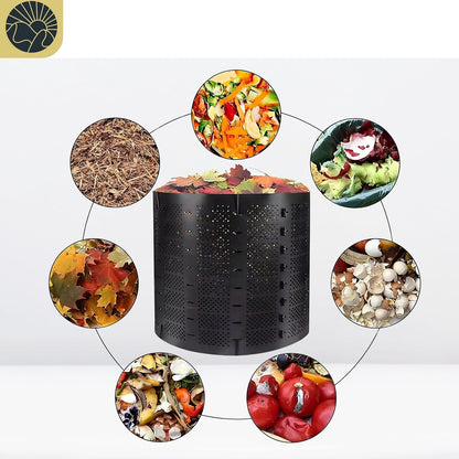 SunVara Compost Bins Outdoor Compost Bin Outdoor Composter Easy Assembling Large Capacity Yard Waste Bins Compost Bin Outside Outdoor Composting Bins