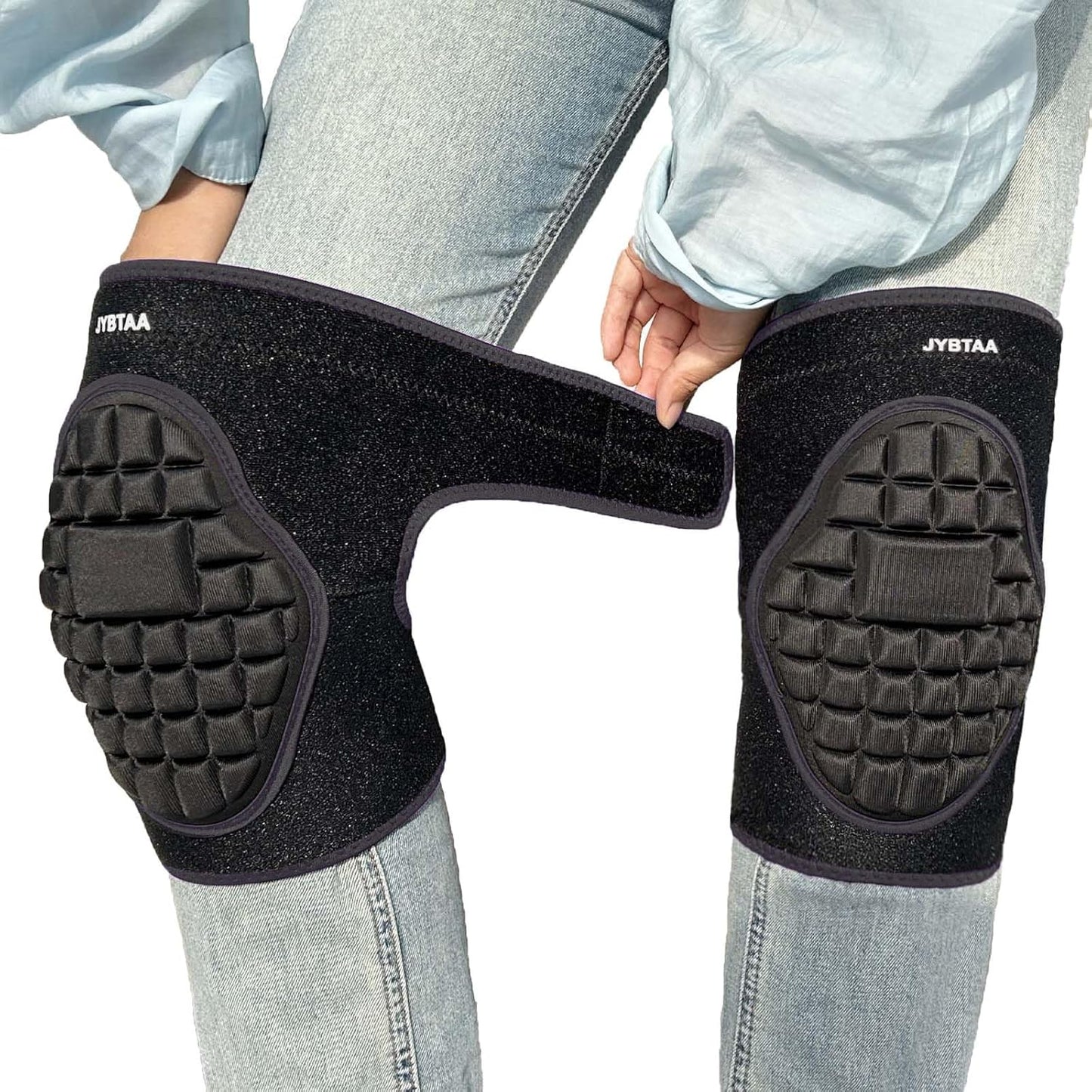 Soft Cleaning Knee Pads, Waterproof Thick Foam Kneepads for Gardening Flooring Planting Roofing Working Washing, Lightweight Knee Cushions with Adjustable Straps for Men/Women, Black L (1 Pair)