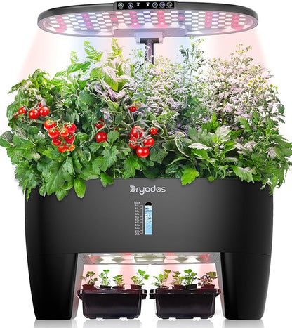 Hydroponic Growing System Kit 16 Pods, Smart Herb Garden with Sprout Mode Can Seedling in Advance & 24W Full Spectrum LED Grow Light, Indoor Garden Planter for Home/Office/School (Black)