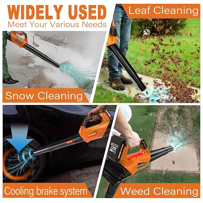 2025 Upgrade Leaf Blower, Leaf Blower Cordless with 2 * 2.6AH Batteries and Fast Charger, 450CFM &150MPH and 2 Speed Mode, Lightweight Electric Leaf Blowers for Lawn,Yard, Leaves, Dust,Snow Care
