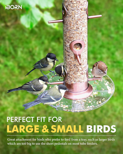 iBorn Bird Feeders Seed Catcher for Outside Hanging 6 Port Bird Feeder for Cardinal Birds Aluminium Metal,Brushed Copper Finishing 14 Inch 6 Port (Seed is not Included)