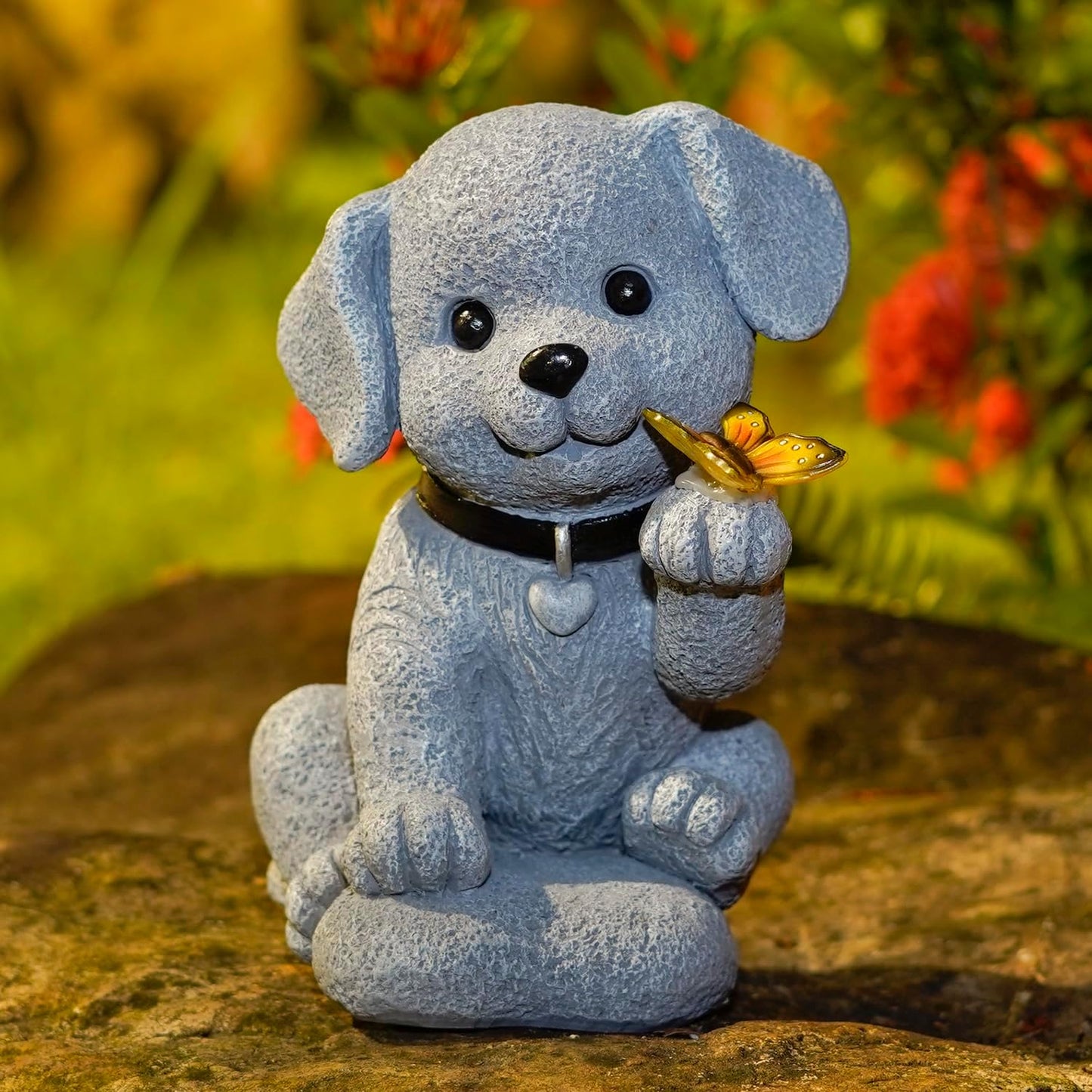 Solar Dog Statue with Butterfly – Outdoor Garden Decor for Home, Patio, Yard, Balcony, or Porch – Ideal Gifts for Women, Mom, Grandma – Housewarming Surprise