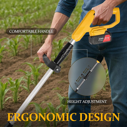 Cordless Electric Tiller, 270RPM High Speed Cordless Tiller, with 2 * 4.0Ah /21V Batteries & Charger, 9In Tilling Width and 6.6In Depth Garden Rototiller for Lawn/Gardening/Soil Cultivation