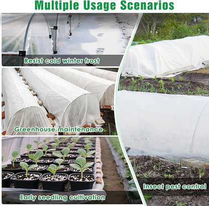 10 FT x 66 FT Plant Covers for Frost & Sun Protection, Thick 1.2 oz/yd² Frost Cloths Blankets to Extreme Low -4 °F Temperatures, Reusable Floating Row Covers for Outdoor Garden Vegetables Seedlings