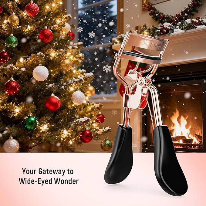 Kaasage Eyelash Curler for Lift and Curl, Professional Stainless Steel Makeup Eyelash Tool with Ergonomic Handle & 6 Replacement Pads for Long-Lasting Results