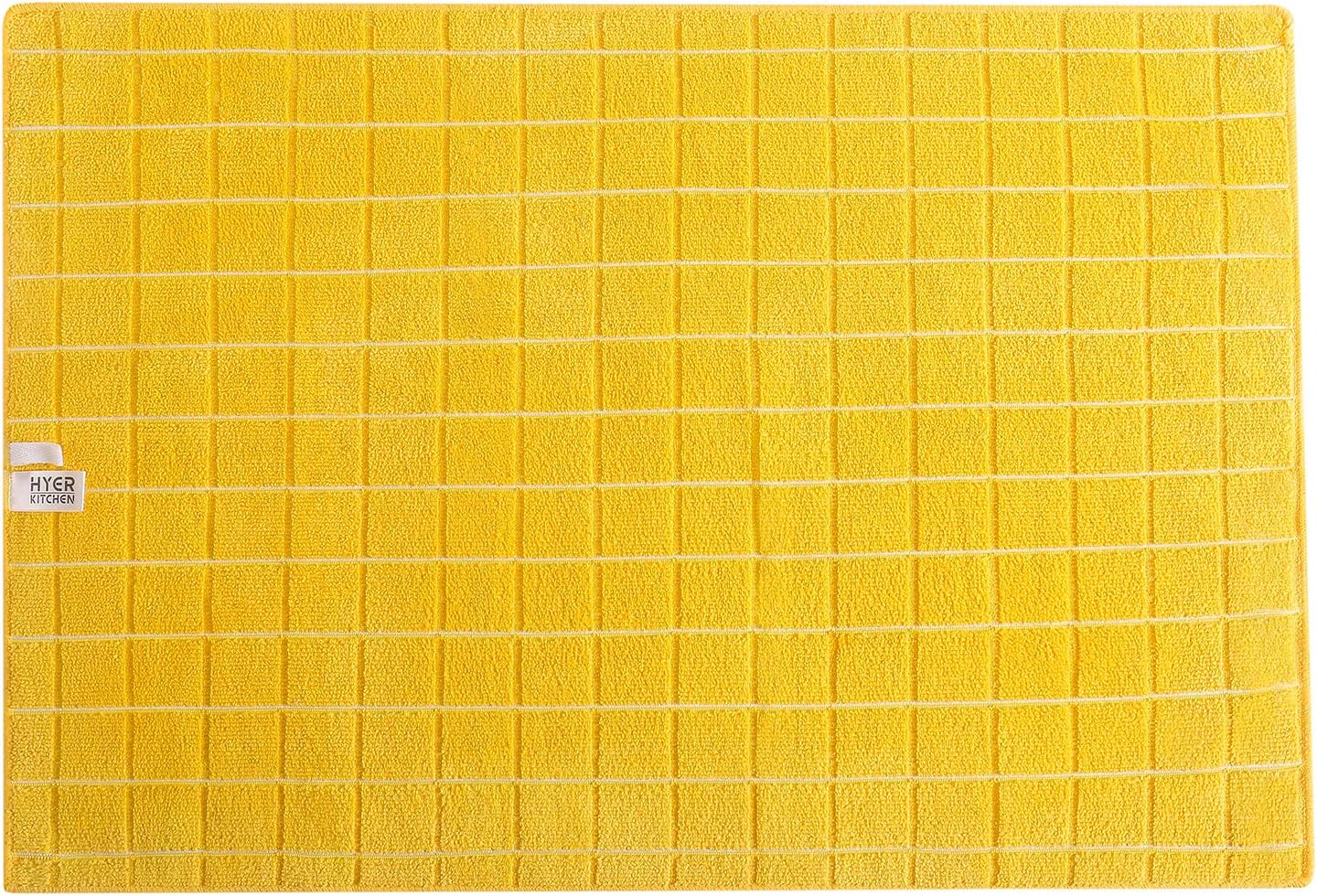 Microfiber Dish Towels - Soft, Super Absorbent and Lint Free Kitchen Towels - 8 Pack (Lattice Designed Yellow Colors) - 26 x 18 Inch (Yellow)