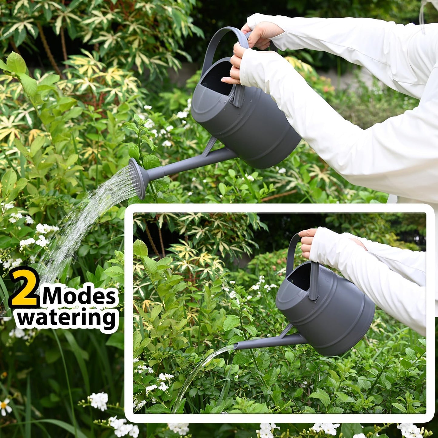 1 Gallon Watering Can for Plants, Watering Cans for Indoor&Outdoor Gardening, Water Can with Ergonomic Movable Handle (Dark Grey)