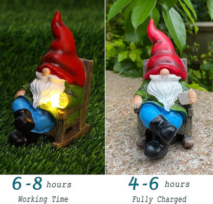 Solar Gnomes Decor Outside Mini Gnome Figurines Outdoor Solar Porch Patio Garden Miniatures Gnomes Decor Gift for Women Grandma Mother's Day Birthday