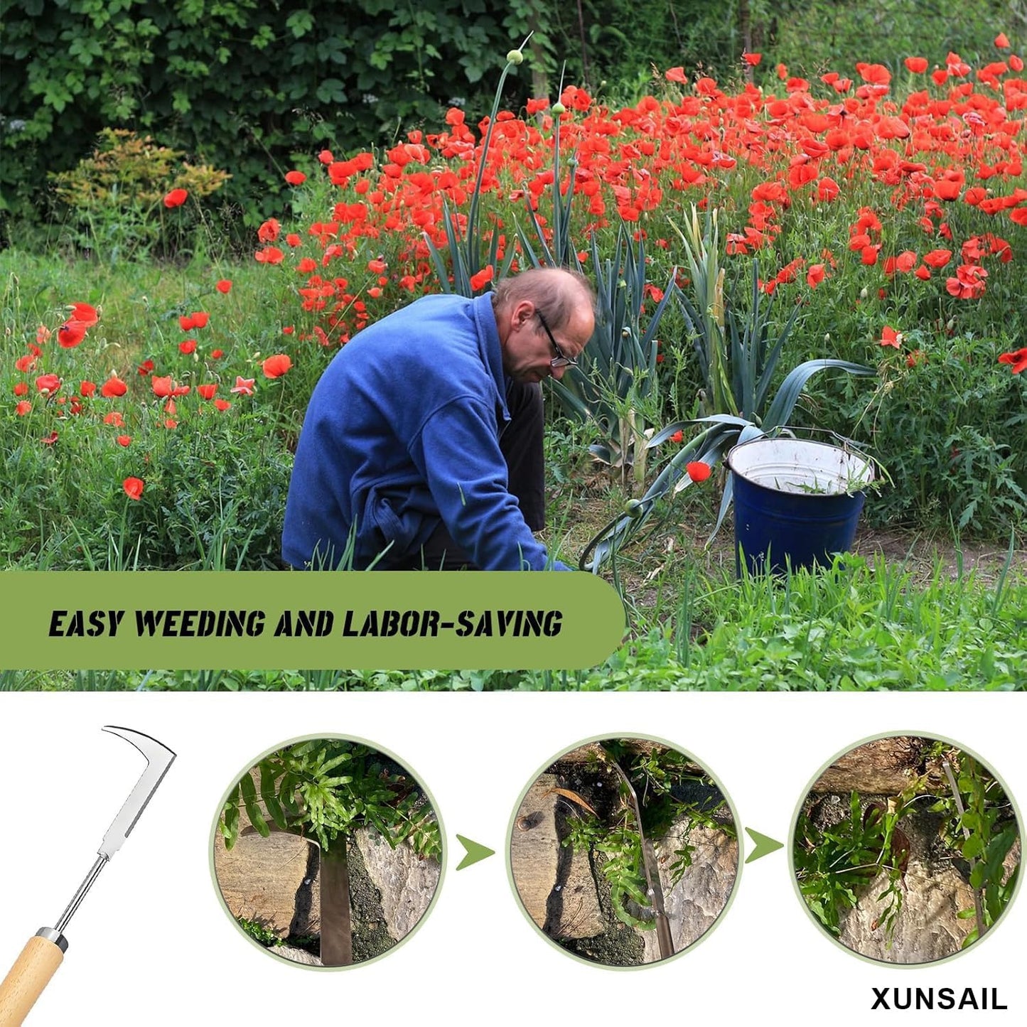 Crack Weeder Tool Set Weeder Tool Steel Weed Puller Tool for Garden Weed Remover Claw for Patio Sidewalk Driveway Cracks