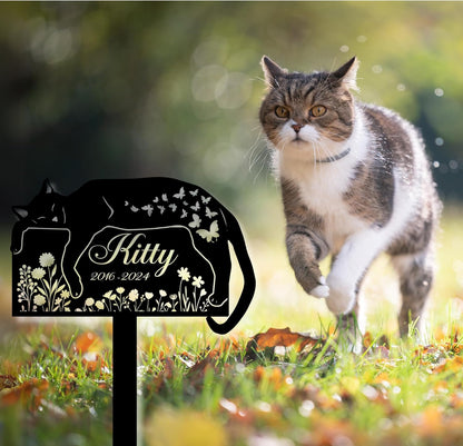 Personalized Cat Grave Marker – Custom Outdoor Pet Memorial Stone with Name and Years, Cat Headstones for Backyard or Pet Cemetery, Pets Grave Markers
