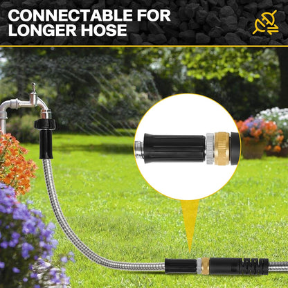 Short Garden Hose Metal Water hose Heavy Duty Stainless Steel Hose with Metal Fittings Flexible Lightweight Hose Puncture Proof for Yard, Outdoors, Rv (Unexpandable, 5FT)