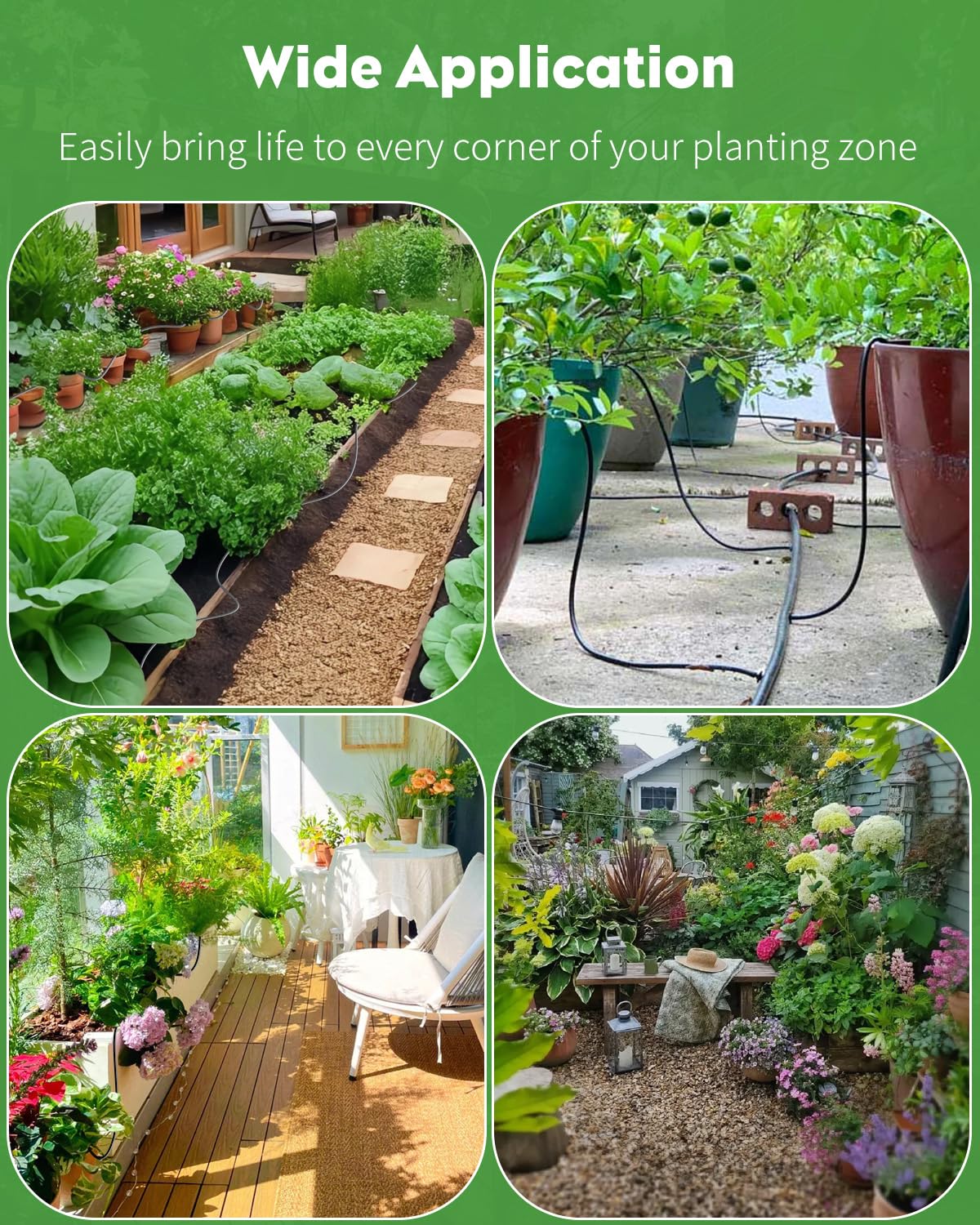 Pawfly 50ft Drip Irrigation System Kit - Quick-Connect Garden Watering System with 1/4" Tubing, Adjustable Emitters & Drip Irrigation Parts for Greenhouse, Lawn, Patio & Raised Beds