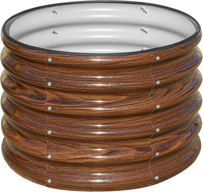 SnugNiture Raised Garden Bed, 2×2×1.5ft Round Galvanized Outdoor Planter Box, 17" Tall Deep Metal Garden Bed Kit for Planting Vegetables, Fruits, Flowers, Brown