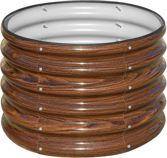 SnugNiture Raised Garden Bed, 2×2×1.5ft Round Galvanized Outdoor Planter Box, 17" Tall Deep Metal Garden Bed Kit for Planting Vegetables, Fruits, Flowers, Brown