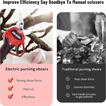 2025 Upgraded Electric Pruning Shears Professional Cordless Electric Pruning Battery Powered, Tree Branch Pruner with 2 PCS Rechargeable 2 Ah Lithium Battery - 30mm (1.2inch) Cutting Diameter