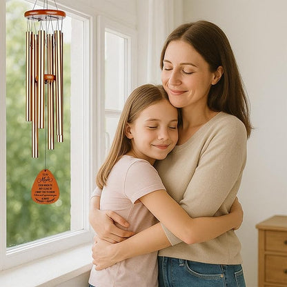 Wind Chimes for Mom Birthday Gifts from Daughter Son - Christmas Wind Chime, Long Distance Gifts for Mom, Mothers Day - Patio Garden Decor - Wooden Large Wind Chimes for Outside Indoor Outdoor (37")