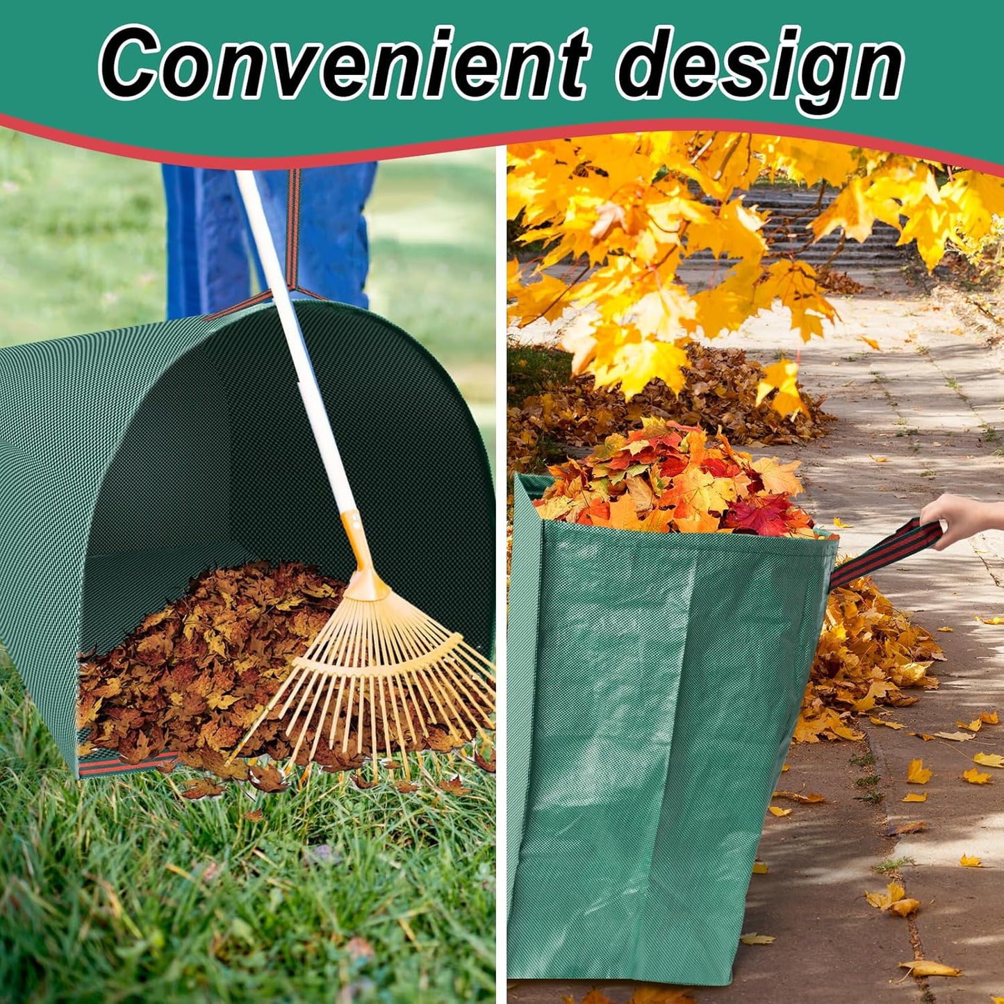 53 Gallon 1/2/3-Pack Leaf Bags,Yard Maintenance Must Haves,Large Yard Dustpan-Type Reusable Lawn Bags Yard Waste Bags,Foldable Garden Leaf Collector for Leaves,Debris,Clippings,Lawn Trash