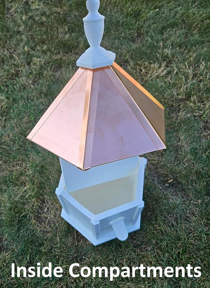 Amish Handmade Birdhouse with Copper Roof, Bird Watching (Copper Roof, 2 Compartments)