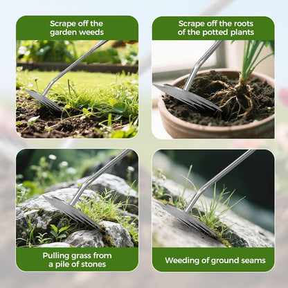 2025 Upgraded Weed Puller Tool, 4-Tooth Manganese Steel Manual Weeders, Portable Garden Weed Remover Tools for Vegetable Gardening Backyard Farm Planting & Weeding