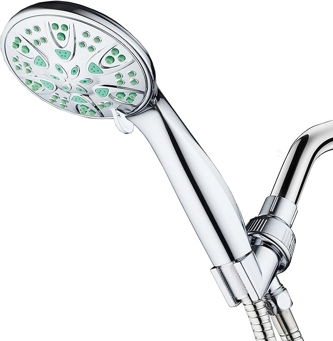 AquaDance Antimicrobial – Anti-Clog High-Pressure 6-Setting Hand Shower with Microban Nozzle Protection from Growth of Mold, Mildew & Bacteria for Stronger Shower! 3 Jet Color Choices – 4" Coral Green