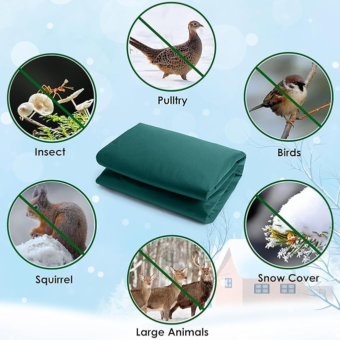 32.8 x 9.8 Ft Thicken Plant Covers Freeze Protection- Darkgreen Warm Winter Frost Cloth Blanket- Garden Fabric Plant Floating Row Cover Protecting Plants from Freezing Animal Eating, Anti -7.6℉ (-20℃)