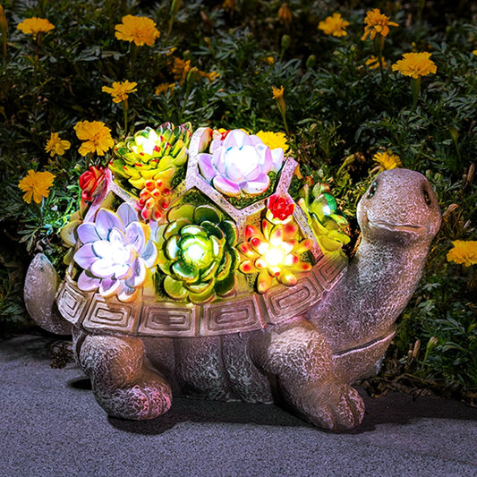 GIGALUMI 11.5 Inch Solar Garden Statues Turtle Figurine Lights for Outside Garden Decor, Yard Decorations Outdoor Housewarming Gifts for Mom, Women for Mothers Day