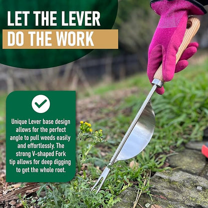 Grampa's Hand Weeder Tool - The Perfect Lightweight Easy to Use Weed Puller Tool for Garden - Durable Unique Lever Design with V-Shaped Forks Allows for Easy Removal of Weeds & Their Roots.