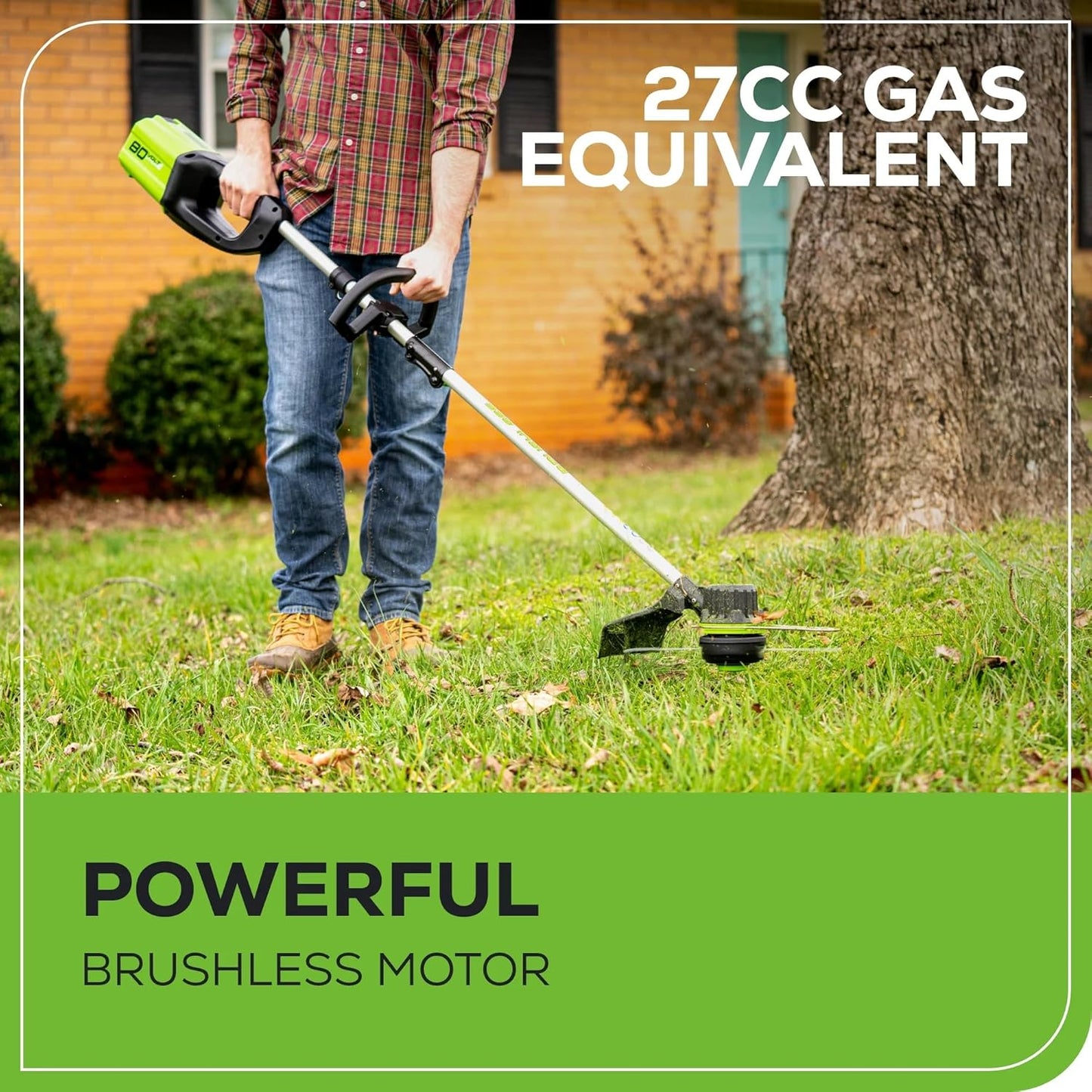 Greenworks 80V 16 inch Brushless String Trimmer, 2.0Ah Battery & Rapid Charger Included, ST80L210