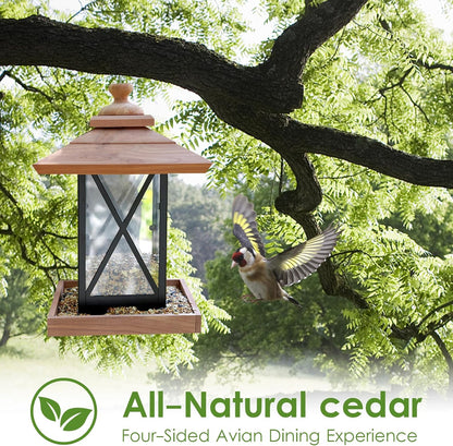 Metal Bird Feeders for Outdoors Hanging Heavy Duty Metal Squirrel Proof Wild Bird Feeders for Garden Yard Outside Decoration 2.8LB Large Capacity Birdfeeder