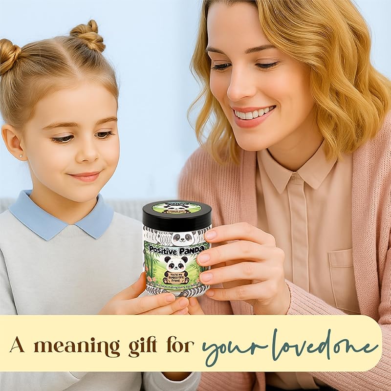 Positive Panda Jar With 60 Affirmation Cards – Emotional Support Panda Gifts For Teenage Girls, Stress Relief And Daily Encouragement, Panda Lover Gifts, Self Care Gifts For Women