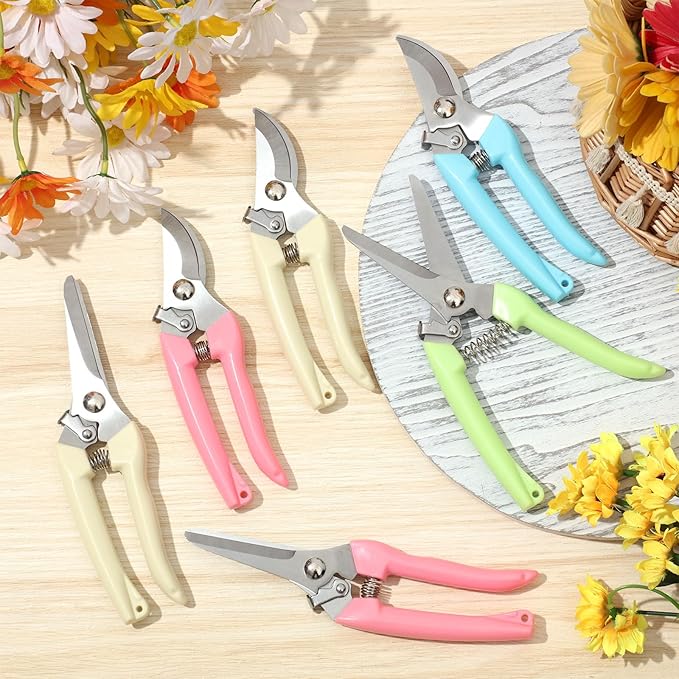 Amylove 24 Pcs Garden Flower Shears Pruning Scissors Heavy Duty Plant Scissors Garden Clippers Hand Bypass Pruner for Gardening Plants Hedge Flower Tree Cutting Miniature Bonsai Modeling(Multicolor)