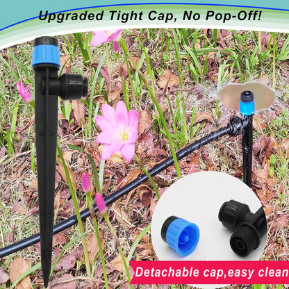 30pcs Drip Irrigation Emitters - Push-to-Quick Connect to 1/4" Tube - Adjustable 360 Degree Drippers Emitters Vortex on 5.5" Stakes-Garden Watering System (Blue Emitters Vortex-30 PCS)