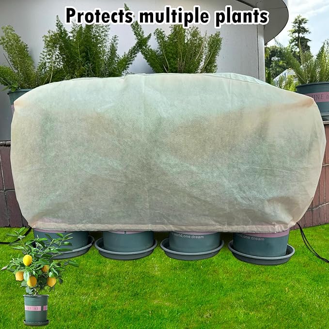 Plant Covers Freeze Protection, Winter Frost Blanket for Flower Pot Plants, for Outdoor Plants Fruit Tree Potted with Drawstrings Latches55x27.5x17.7INCH 2 Pcs