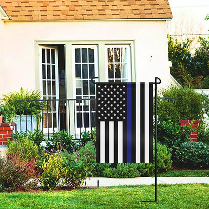HOOSUN Double Sided Thin Blue Line American Police Garden Flag, USA United States Decorative Garden Flags - Weather Resistant & Double Sided - 12.5 x 18 Inch