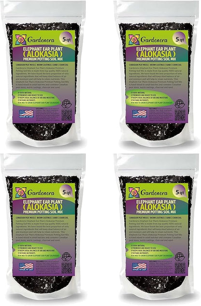 Gardenera Elephant Ear Plant Potting Mix - High-Performance Formula for Robust Growth and Striking Foliage - 20 Quart