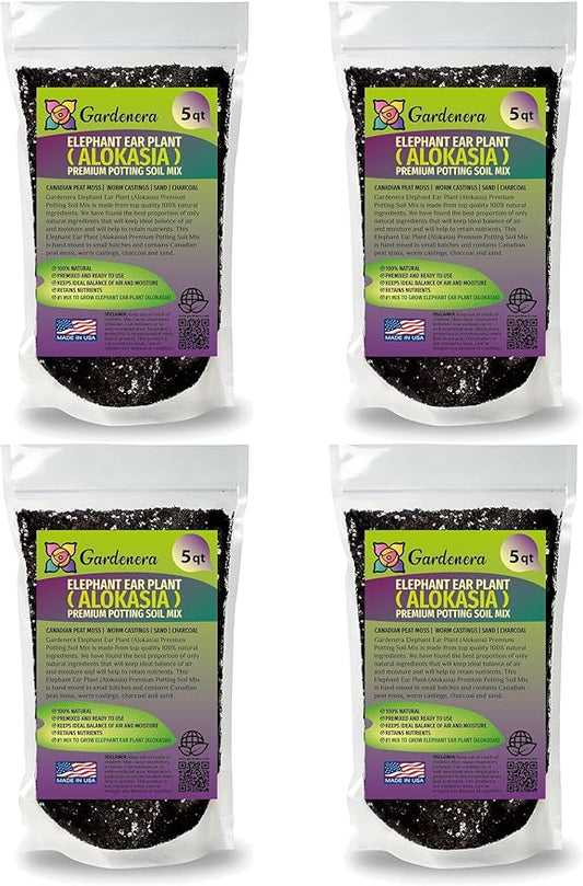 Gardenera Elephant Ear Plant Potting Mix - High-Performance Formula for Robust Growth and Striking Foliage - 20 Quart