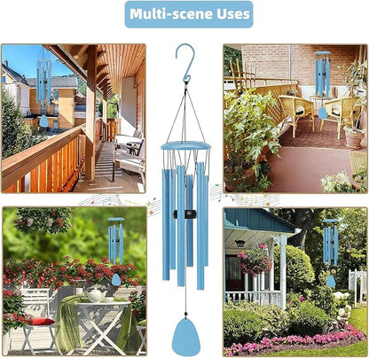 Aluminium Wind Chimes 26 Inches to Create a Zen Atmosphere Suitable for Outdoor, Garden, Patio Decoration. Classic Blue Wind Chimes with Wind Catcher Suitable as A Gift for Unisex