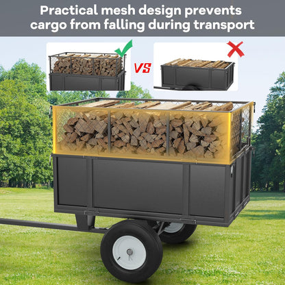 GAOMON Heavy Duty Utility Trailer for ATV/UTV, 750lbs Capacity Garden Dump Cart with 17 Cu. Ft. Bed, Removable Sides, Pneumatic Tires, Hitch Compatible Pull-Behind Yard Cart for Lawn Mower, Tractor