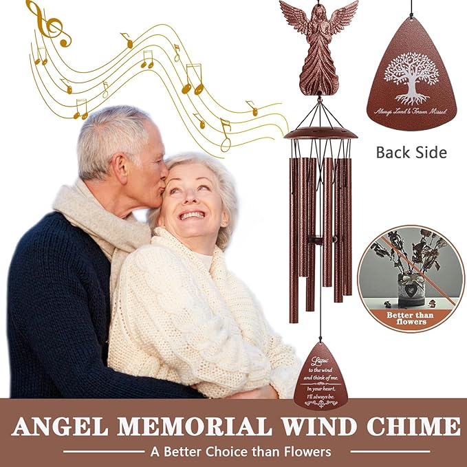 Angel Memorial Wind Chime, Memorial Sympathy Gifts for Loss of Love One, Bereavement Condolence Remembrance Gift for Loss of Mom Dad