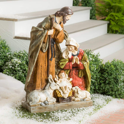 Holy Family Nativity Scene for Christmas Indoor and Outdoor Statue | 32 inches tall | Set with 3 Pieces Mary Joseph and Removable Baby Jesus | Religious Decorations Holiday Collection and Gifts