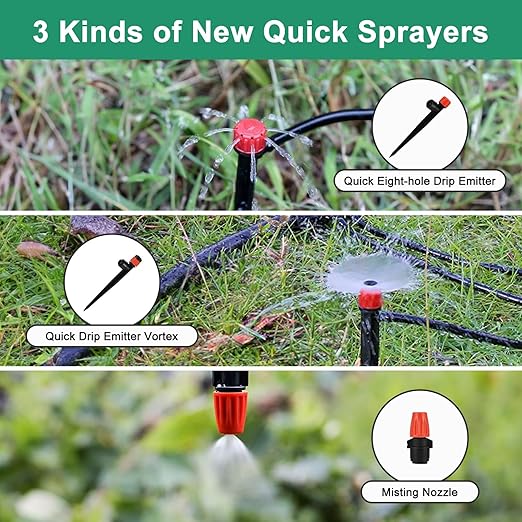 Complete 234FT Drip Irrigation System with 87 Quick Connectors - Automatic Sprinkler Kit for Lawn, Raised Bed, Greenhouse & Plant Watering. Includes 1/4'' Tubing, Drip Emitters, & Connectors