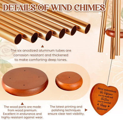 Retirement Gifts for Women, Retirement Gifts Wind Chime, 2025 Best Retirement Gifts for Women Men, Happy Retirement Gifts for Women Men Friends Teachers Nurse, Going Away Gifts Retirement Decorations