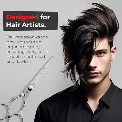 Suvorna Hair Scissors Professional - Barber Shears for Hair Cutting - Extremely Sharp Razor Edge Hair Cutting Scissors to Cut Hair - 6.5" Japanese Stainless Steel Hair Shears for Women and Men