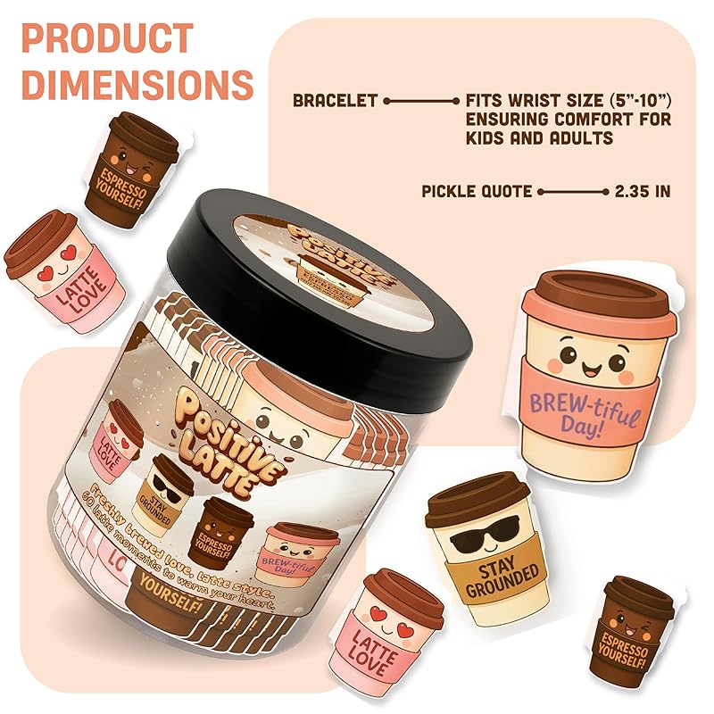 Positive Latte Jar 60 Affirmation Cards, Emotional Support Latte, Coffee Lover Gifts for Women, Gifts for Latte Lovers, Coffee Gifts, Coffee Gifts For Women, Coffee Themed Gifts