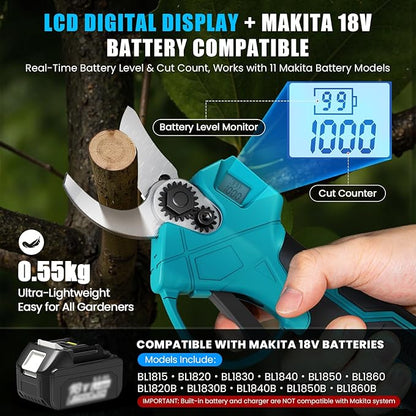 ANBULL 2-in-1 Pole Pruning Shears Cordless, 1.6" Cutting Diameter Cordless Pruner with 15.3FT Reach Extension Pole, Brushless Motor, 2×21V 4.0Ah Battery Powered Pole Pruner for Tree Trimming Garden