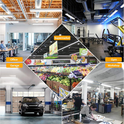 4FT LED Shop Light, 50W, 6000LM, 5000K Daylight, Linkable 4 Foot LED Light Fixture for Garage, 48 Inch Linear LED Light for Workshop, Utility Shop Lights, Suspended & Flush Mount, 6 Pack