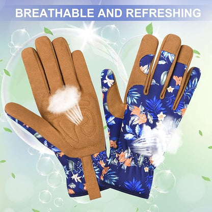Womens Gardening Weeding Working Gloves, Leather Garden Glove for Women Thorn Proof No Stab for Digging, Planting,Pruning