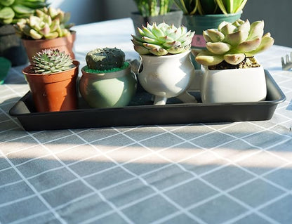 4 Pack of Plastic Plant Tray Saucer Rectangular 16 inch, Plant Trays Saucers for Indoors Outdoor, Plant Water Drip Tray for Flower Pot Planter, Windowsill Plant Tray (7.0 X 16.1'', Black)